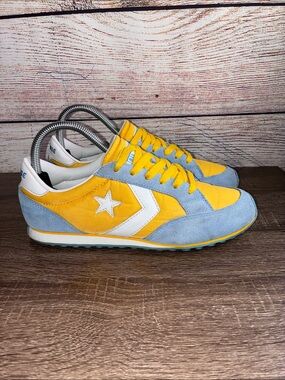 Pre Owned Converse Omega Trainer Yellow & Blue W 8 M 6.5 Suede & Nylon